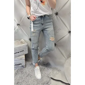 Pánské džíny Jeans Boyfriend modré trhané Jeans: L/40