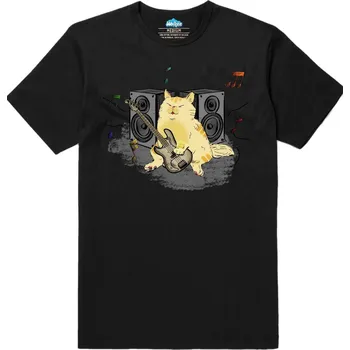 Pánské tričko Pánské tričko Kočka s Baskytarou Cat Bass Player (Velikost: M, Barva: Černá)