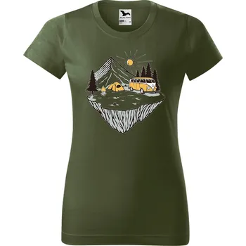 DOBRÝ TRIKO Dámské tričko s potiskem Klídek v přírodě Barva: Khaki, Velikost: XL