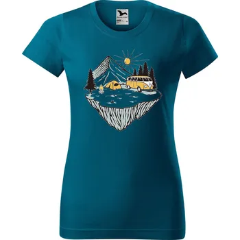 Dámské oblečení DOBRÝ TRIKO Dámské tričko s potiskem Klídek v přírodě Barva: Petrolejová, Velikost: S