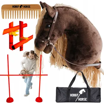Hobby horsing HOBBY HORSE SADA: KŮŇ NA TYČI A3 + SKOKOVÁ PŘEKÁŽKA 120 CM + HŘEBEN