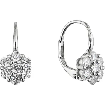 Náušnice EVOLUTION GROUP CZ Stříbrné náušnice visací kytičky se zirkony - 11640.1