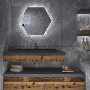 Zrcadlo DARAMIO Atypické zrcadlo s LED osvětlením G10 46x40 cm