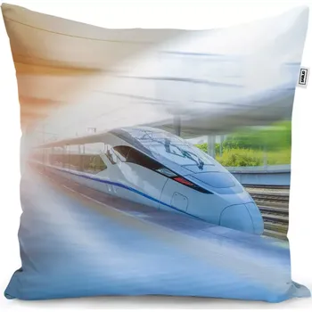 Polštář Dekorační polštář Rychlovlak projíždějící nádražím - Sablio - 40x40 cm