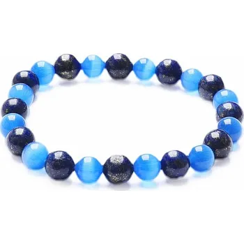 Náramek Lapis lazuli s modrým ulexitem korálkový náramek obvod 16 až 21 cm