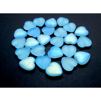 Korálek CZ Skleněné korálky srdíčka 15x16mm, modrá, transparentní mat - 5 ks