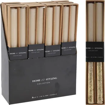 Svíčka Rustikální svíčka 2ks metalická krémová zlatá 21x250mm