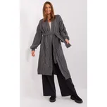 Tmavě šedý dlouhý kardigan s páskem -BA-SW-8020-1.36P-dark grey Velikost: ONE SIZE