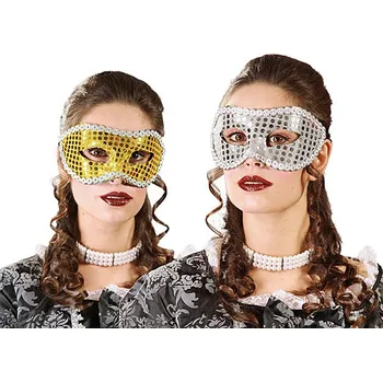 Karnevalová maska Fiestas Guirca Maska flitrová D - stříbrná