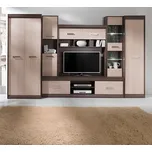 Obývací stěna, dub tmavý / dub jasný, KORINA