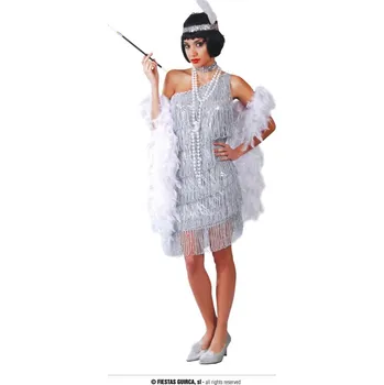 Fiestas Guirca Charleston - stříbrné šaty - velikost S 36/38