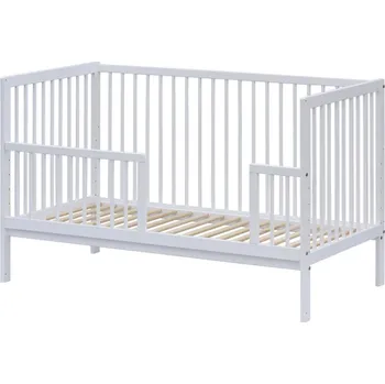 Dětská postýlka Dětská postýlka borovice stahovací bok/válendová bočnice - DOMINIK bílá 140x70cm - Scarlett, varianta postýlka + válendová bočnice