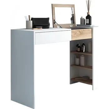 Toaletní stolek Toaletní stolek / psací stůl, bílá / dub sonoma, ELIS