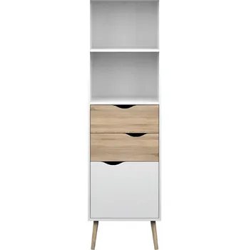 Knihovna Vitrína, dub sonoma / bílá, OSLO 75382