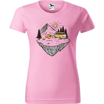 DOBRÝ TRIKO Dámské tričko s potiskem Klídek v přírodě Barva: Růžová, Velikost: S