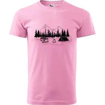 Pánské tričko DOBRÝ TRIKO Pánské tričko s potiskem Pod horami Velikost: XL, Barva: Růžová