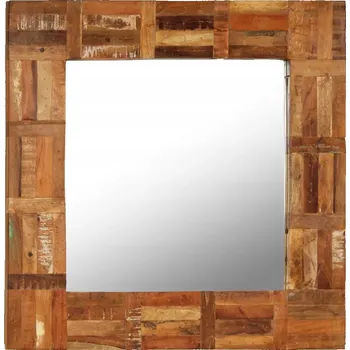 Zrcadlo Zrcadlo nástěnné s rámem z recyklovaného dřeva, 60 x 60 cm