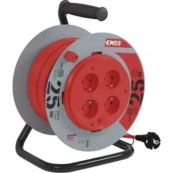 Prodlužovací kabel Prodlužovací Kabel na bubnu Emos 25 m, 4 ks, černý