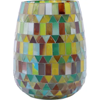 Svícen House Doctor Skleněný svícen Mosaa Yellow/Green 16 cm