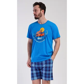 Pánské pyžamo Vienetta MAN Pánské pyžamo šortky Adventure: modrá L