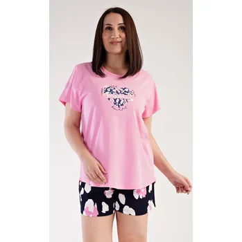 Dámské pyžamo Vienetta Dámské pyžamo šortky Jana světle růžová 4XL