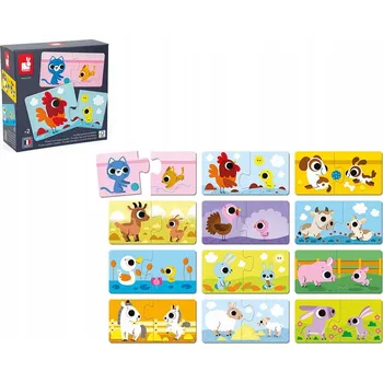 Janod 24dílné Puzzle První puzzle Zvířata a jejich mláďata, Janod