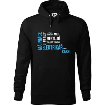 Pánská mikina DOBRÝ TRIKO Pánská mikina s potiskem Má práce elektrikář Velikost pánské mikiny: 5XL, Barva: Černá