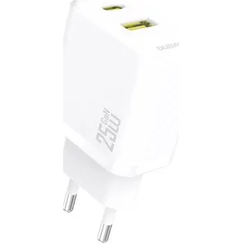 DUDAO | Dudao A26T GaN síťová nabíječka USB / USB-C 25W, bíla
