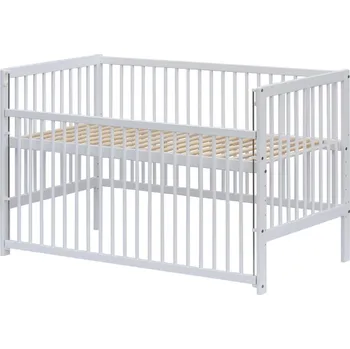 Dětská postýlka Dětská postýlka borovice stahovací bok/válendová bočnice - DOMINIK bílá 120x60cm - Scarlett , varianta postýlka + válendová bočnice