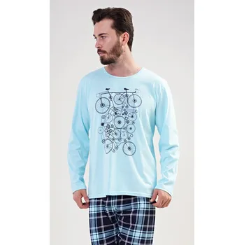 Pánské pyžamo Vienetta MAN Pánské pyžamo dlouhé Kolo: mentolová XXL