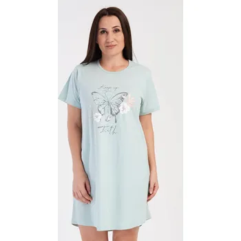 Dámské šaty Vienetta Dámské domácí šaty s krátkým rukávem Motýl: zelená 1XL