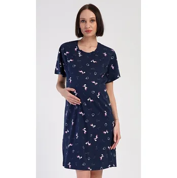 Dámská noční košile Vienetta Dámská noční košile mateřská Čáp: tmavě modrá XL