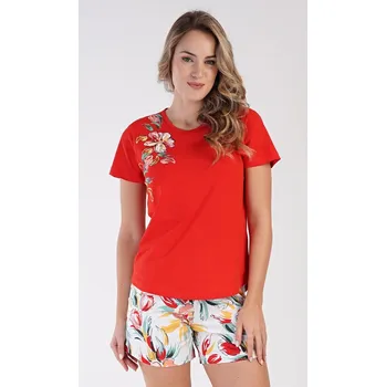 Dámské pyžamo Vienetta Dámské pyžamo šortky Sofie: červená S