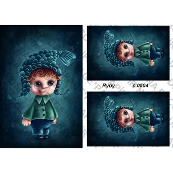 Umělecký papír Rýžový a soft papír na decoupage - Znamení Ryby - KB0504 Materiál: Soft, Rozměr: A4