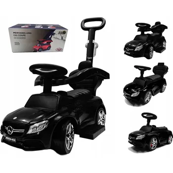 Dětské vozidlo Odrážedlo Mercedes AMG C63 černé, kožené sedadlo, měkká kola, ABS