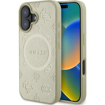 Telefonní příslušenství Guess Saffiano Peony Stamp MagSafe Zadní Kryt pro iPhone 16 Gold Guess Saffiano Peony Stamp MagSafe zadní kryt je dokonalý doplněk pro váš telefon i váš outfit, který kombinuje funkčnost a styl v jed
