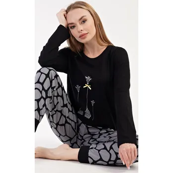 Dámské pyžamo Vienetta Secret Dámské pyžamo dlouhé Matylda: černá XL