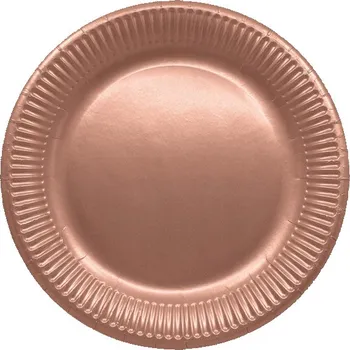 Party nádobí PAPÍROVÉ TALÍŘKY RŮŽOVÉ ZLATO 23 CM 8 KS NA SILVESTRA ROZLUČKA SE SVOBODOU