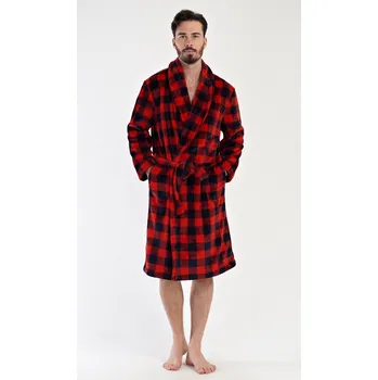 Pánský župan Vienetta MAN Pánský župan se šálovým límcem Kostka: červená L