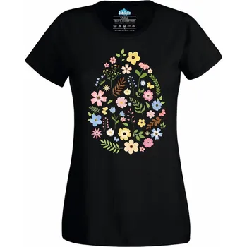 Dámské tričko Jarní Květinové Vejce (Velikost: 4XL, Barva: Černá)