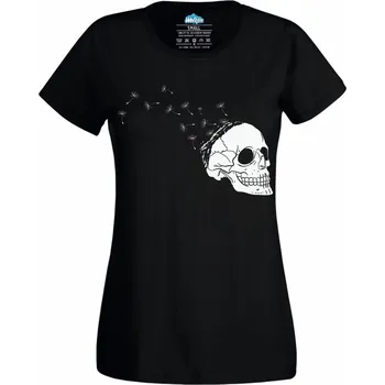 Dámské tričko Lebka z Pampelišek Skull Dandelion (Velikost: 4XL, Barva: Černá)