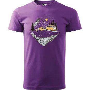 Pánské oblečení DOBRÝ TRIKO Pánské tričko s potiskem Klídek v přírodě Velikost: M, Barva: Fialová