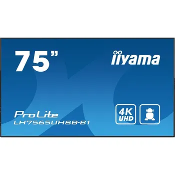 Monitor iiyama 75" iiyama LH7565UHSB-B1:IPS,4K UHD,Android,24/7