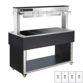 RMgastro RM - TR BROWN+ 4H Bufet vyhřívaný, sklokeramický GN 4-1/1 Wenge + záruka 3 roky