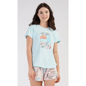 Dámské pyžamo Vienetta Dámské pyžamo šortky Melissa: mentolová S