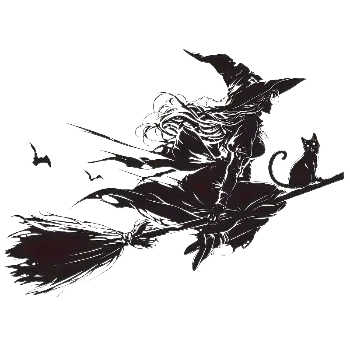 Nažehlovací obrázek - čarodějnice na koštěti (21,0 x 15,57 cm)