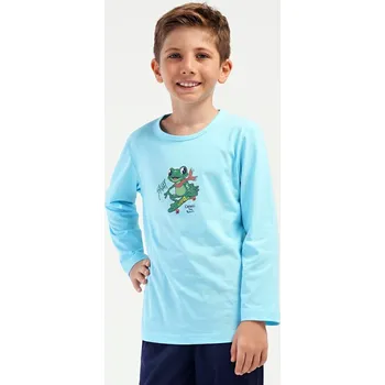 Chlapecké pyžamo Vienetta Kids Dětské pyžamo dlouhé Žabák: světle modrá 3 - 4