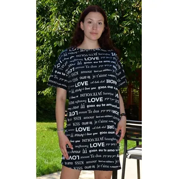 Dámská noční košile Vienetta Dámská noční košile s krátkým rukávem Amore: černá S