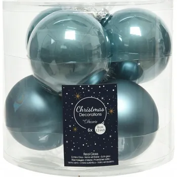 Vánoční dekorace Skleněné vánoční Vánoční Baňky 8 cm, sada 6 Ks, na stromeček, lesklé a matné, MODRÉ