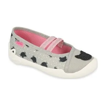 Dívčí bačkory 116Y302 31 - dívčí balerínky Befado šedé, kočky 116Y302_34